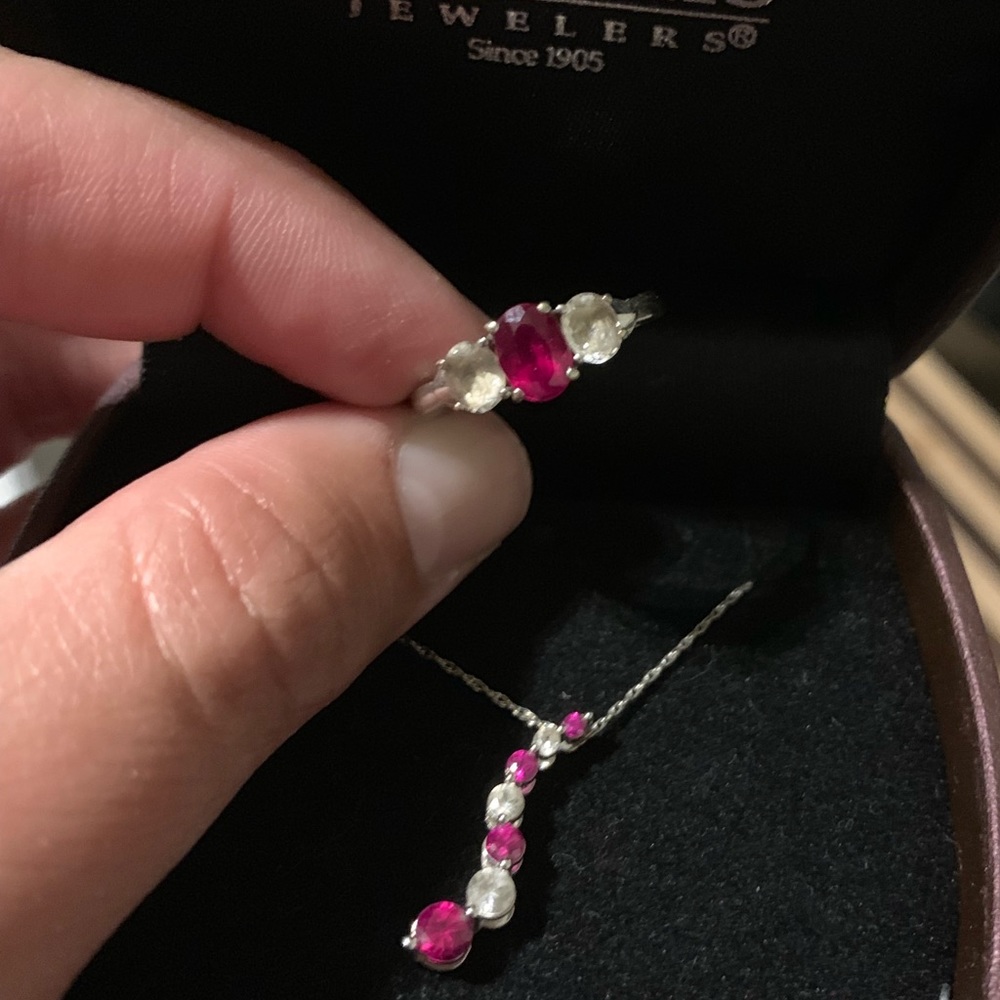 Ruby ring and necklace set